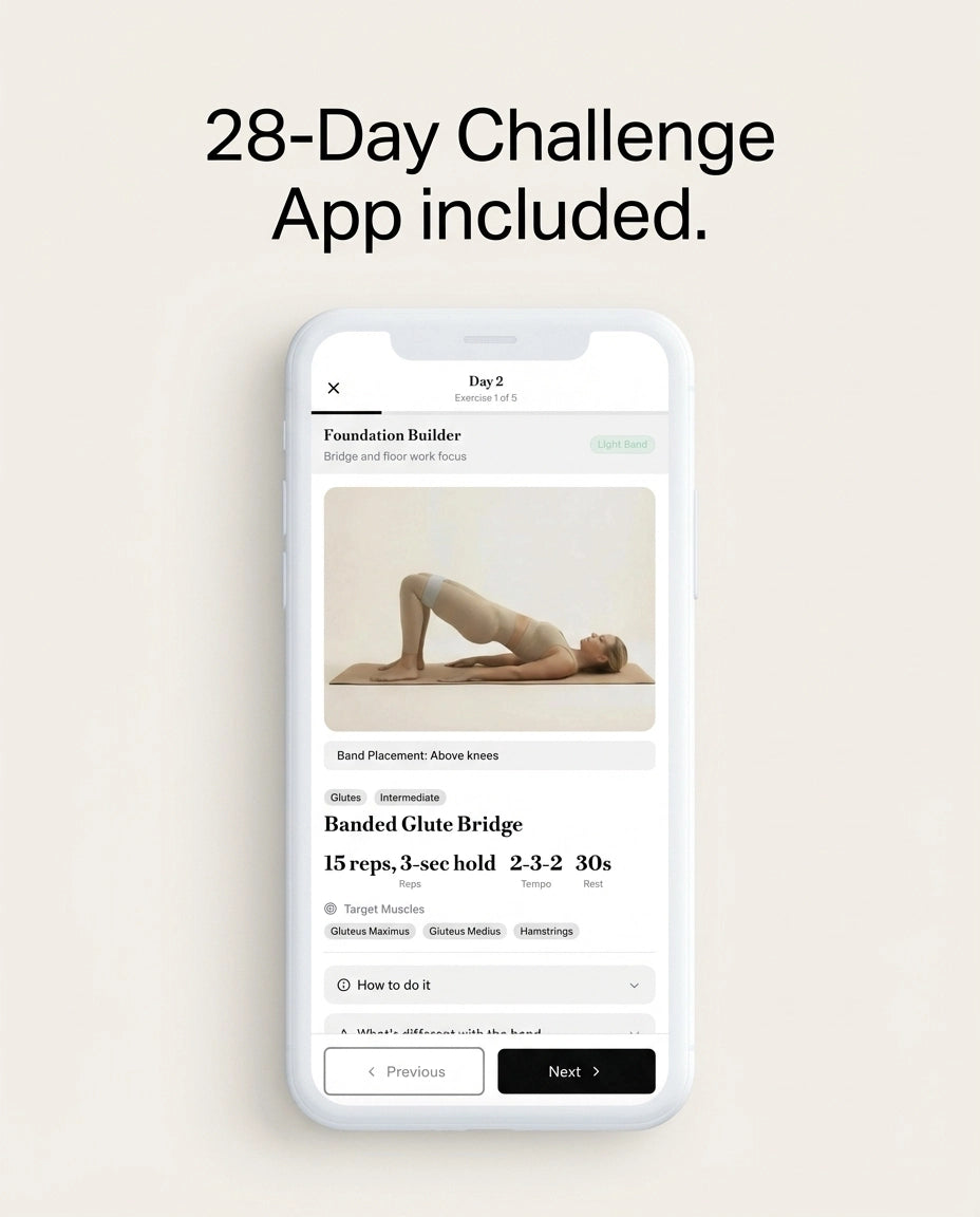Premium Pilates 3-Level Resistance Band Set + 28-Day Challenge App